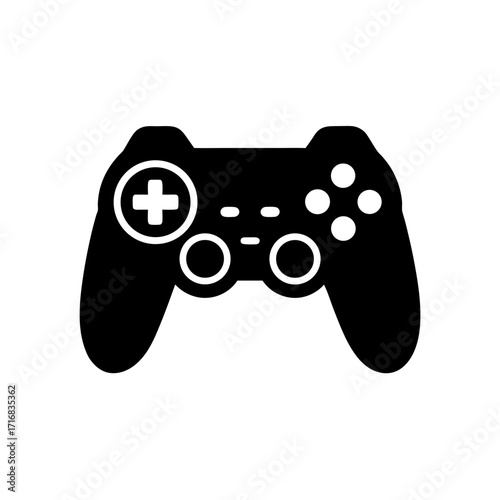 Isolated game controller on transparent background silhouette
