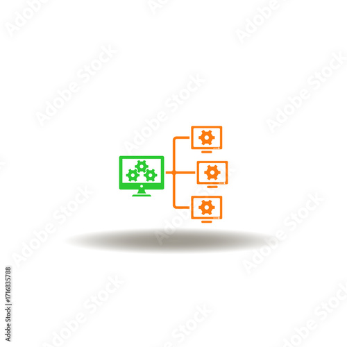 Vector illustration of computers network. Symbol of legacy system. Icon of computer net.