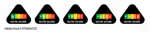 Nutri-score label for food rating system. Nutrition icon set. Vector illustration.