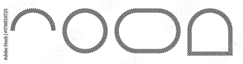 сheckered arch. rounded frame.