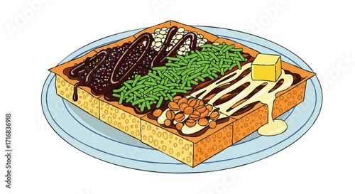 Craving deliciousness? Enjoy toast with chocolate sprinkles, cheese, and butter for a tasty snack