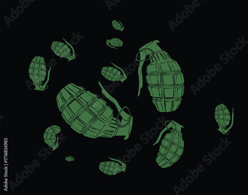 Grenade pattern symbolizing war, conflict, and danger