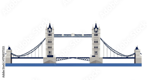 Explore London's iconic Tower Bridge with this stunning landmark illustration, perfect for travel posters