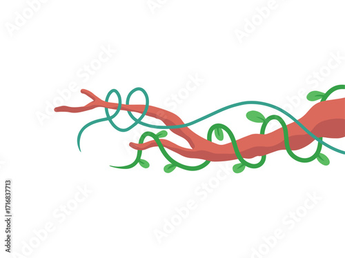 Hanging Vines or Tropical Jungle Liana Tree Branch Vines
