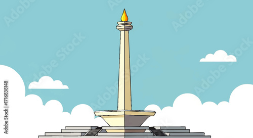 Explore Jakarta's Monument with this Illustration perfect for travel blogs and education materials about Indonesia