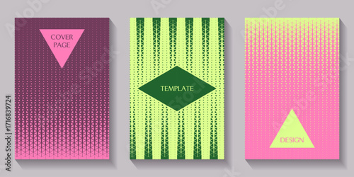 Stylish cover templates with geometric elements. Professional look for branding projects.