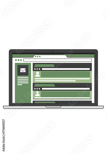 Modern Flat Laptop User Interface Messaging App