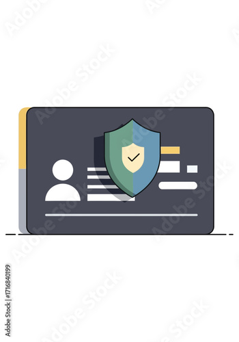 Flat Vector Illustration of Secure User Profile Card