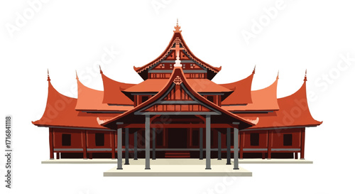 Stunning traditional wooden house architectural design showcasing cultural heritage and elegant craftsmanship