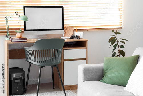 Modern workplace with blank...