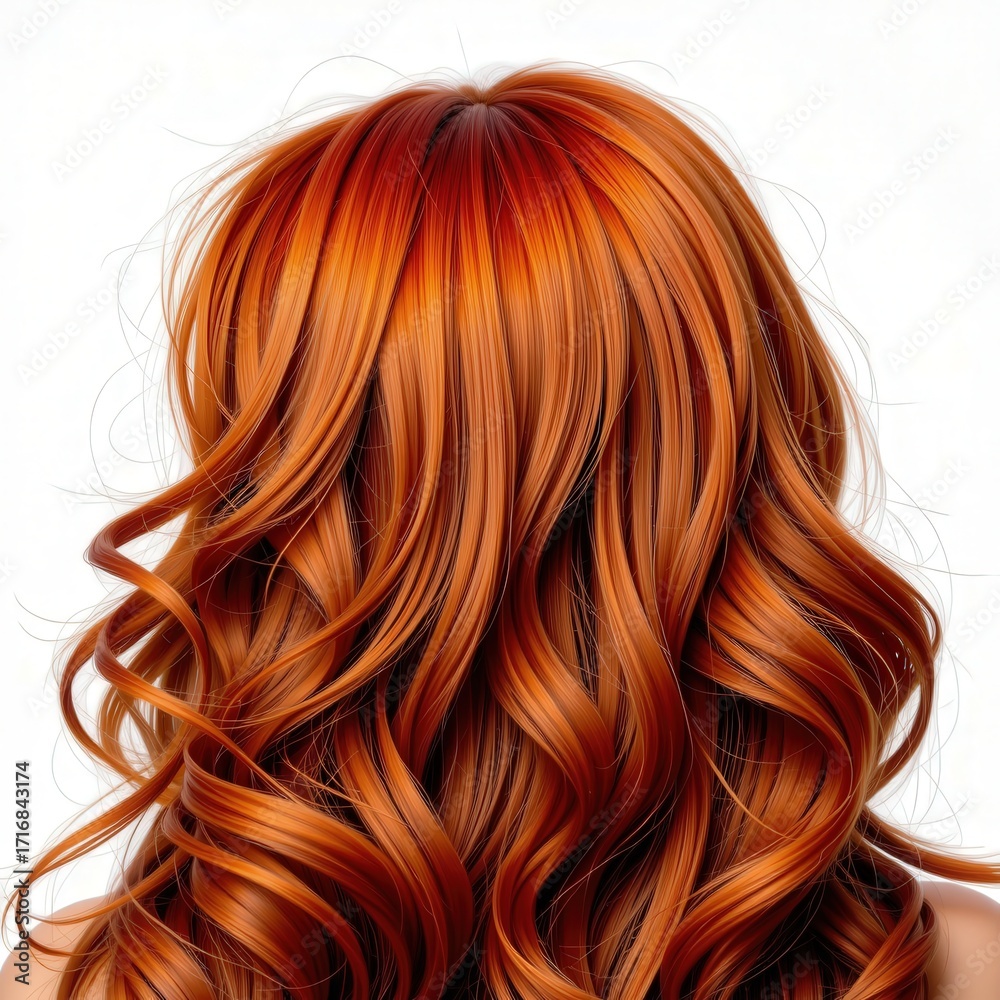 Fototapeta premium Luscious Curly Orange Hair from the Back with Shine and Texture