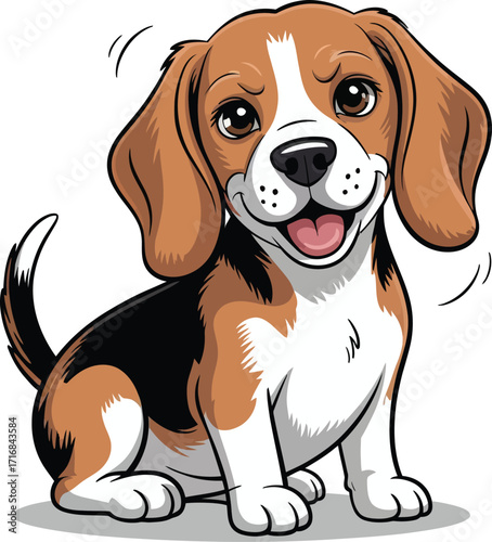 Cute cartoon a illustrator vector Beagle