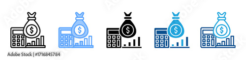 Budgeting icon sheet multiple style collection