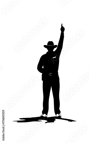 American football referee signal out call pointing upward silhouette studio shot vector