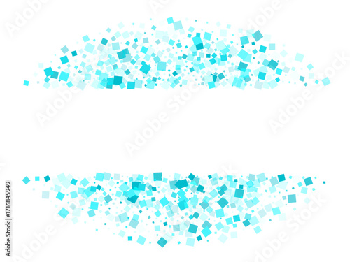 Fun Birthday sparkling blue stardust flying vector backdrop Popping cubes. Overlapping cyan fragments arrangement vector background.