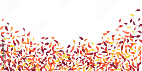 Autumn colorful dry leaves vector design. Carmine orange amber colors dry autumn leaves charming forest theme backdrop. Cascading tree foliage natural illustration.