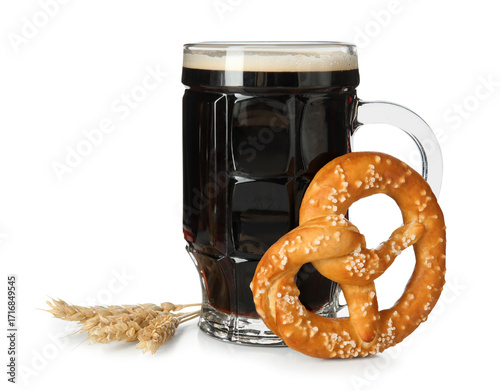 Pretzel and mug with dark b...