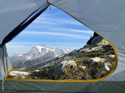 Tent view in the mountains