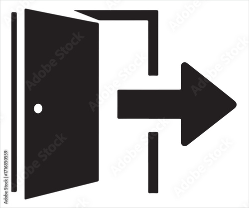 Exit door with arrow icon isolated on white background vector illustration