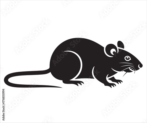 Black rat silhouette vector isolated on white background illustration