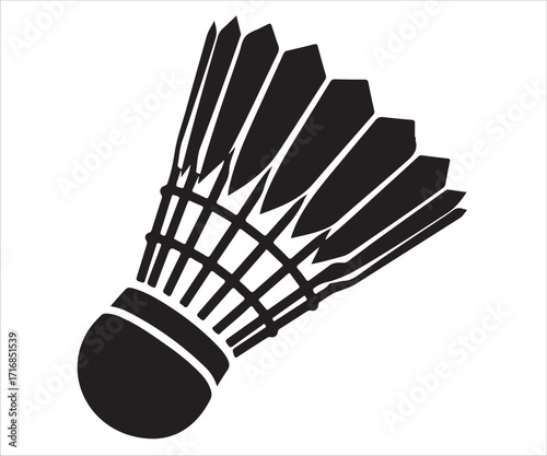 Badminton shuttlecock icon silhouette isolated on white background vector