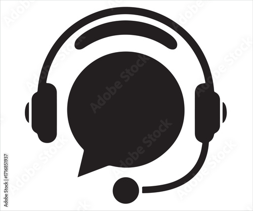 Headset with chat bubble icon isolated on white background vector illustration