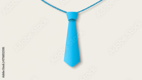 Blue necktie on rope minimalist International Men’s Day business appreciation vector background.
