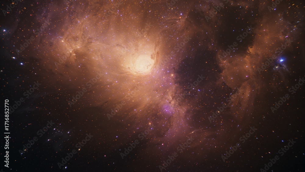 Obraz premium Golden Violet Cosmic Clouds Space Background