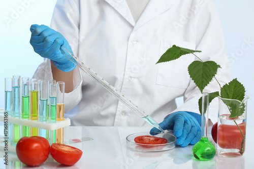 Female scientist with test ...