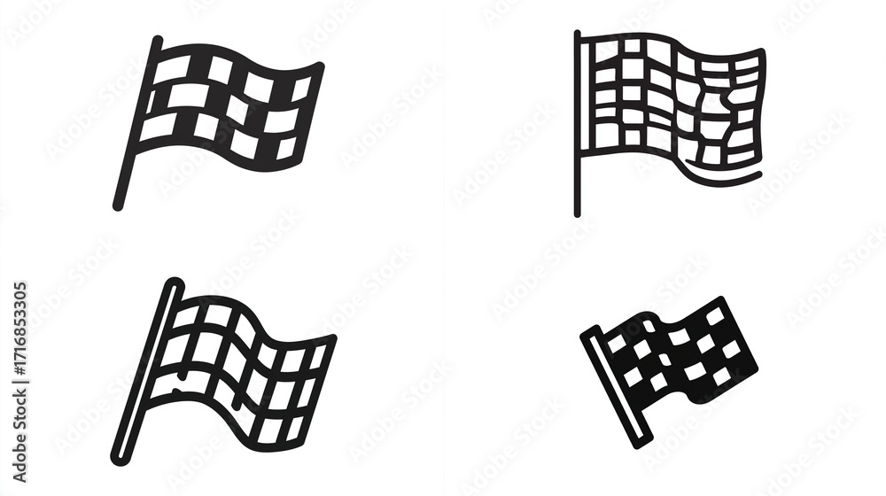 Obraz premium Checkered flags, waving in the wind, iconic symbol of victory and the end of the race