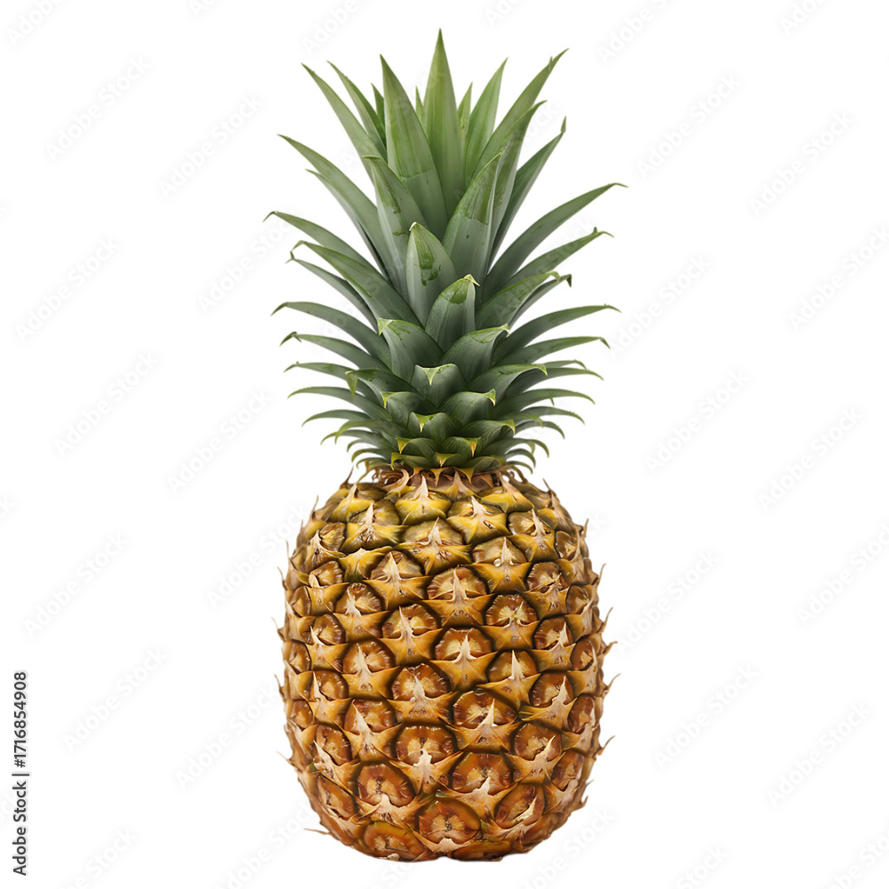 Fototapeta premium A whole ripe pineapple isolated on transparent background