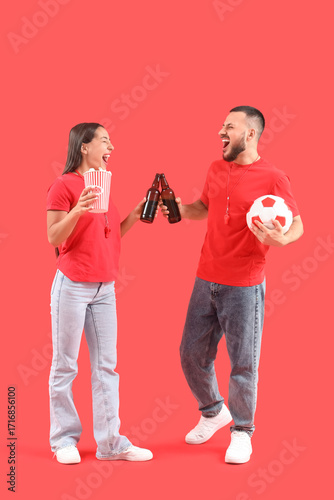 Young couple with beer and ...