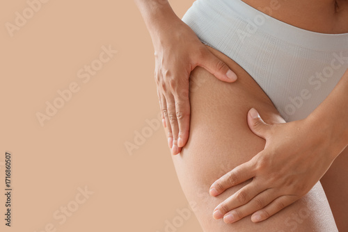 Woman's hands touching her ...
