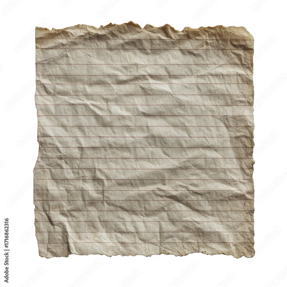 Obraz premium Aged, lined paper, crumpled, torn edges