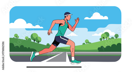 Man Running on a Road in the Park