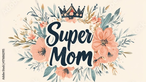 Floral Super Mom Design: A Mother's Day Tribute