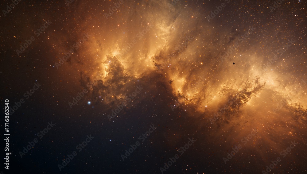 Obraz premium Golden and Orange Space Clouds Background