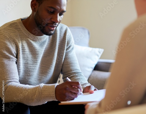 young man taking notes