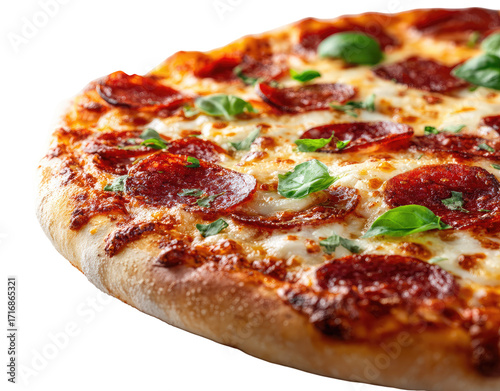 Close-up of a pepperoni pizza