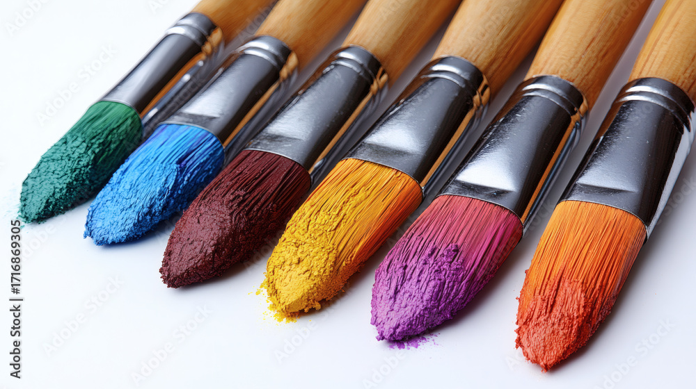 Fototapeta premium Colorful paintbrushes on white background