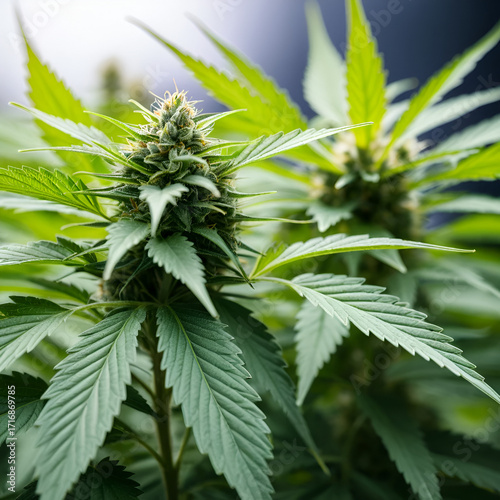 Close-up of a cannabis plant. The concept of legalizing marijuana in Germany.