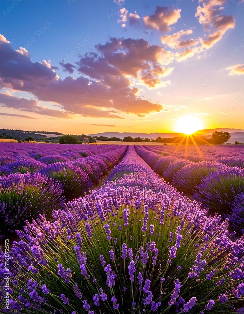 Obraz premium Lavender field at sunset (9)
