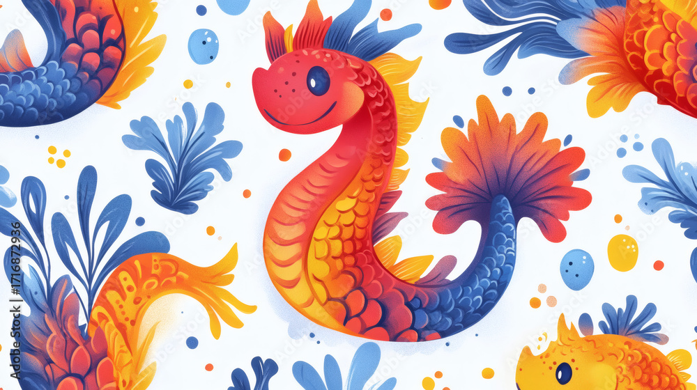 Colorful underwater creatures pattern Colorful underwater creatures pattern