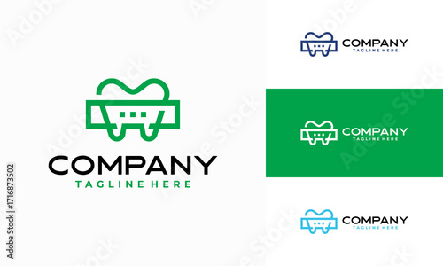 dental geometric tech logo vector icon illustration, Dental Clinic logo designs template