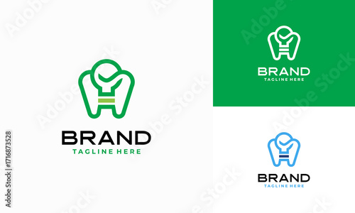 Dental Health Clinic logo concept vector, Light bulb shape tooth glow symbol idea creative vector illustration.