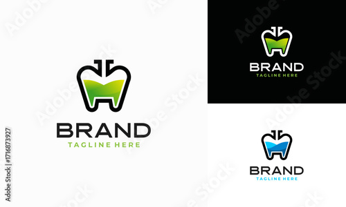 Dental labs logo with modern creative style Premium Vector