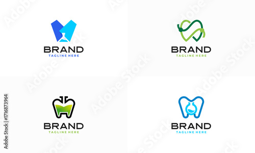 Set of Dental labs logo with modern creative style Premium Vector