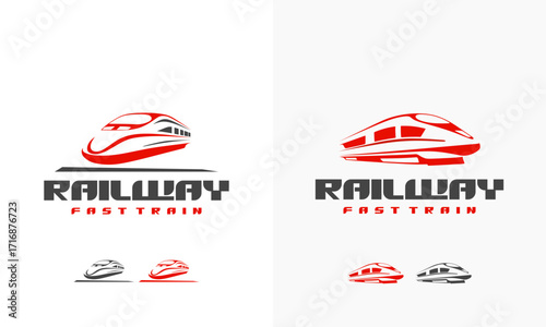 Futuristic Metro Railway Transport icon, Set of Fast Train logo designs concept vector