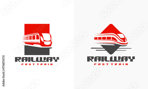 Futuristic Metro Railway Transport icon, Set of Fast Train logo designs concept vector