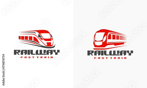 Futuristic Metro Railway Transport icon, Set of Fast Train logo designs concept vector